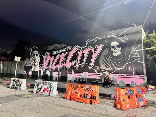 Inter Miami Stadium with Murals and Fan Art