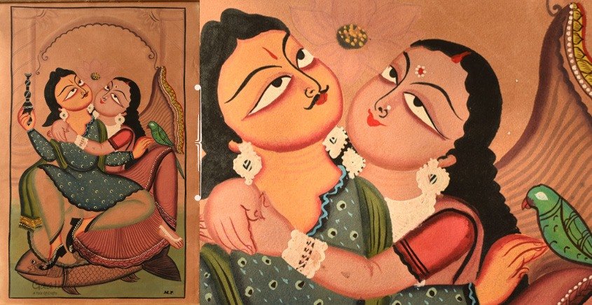 Kalighat-Painting-Handmade-Canvas-Romance