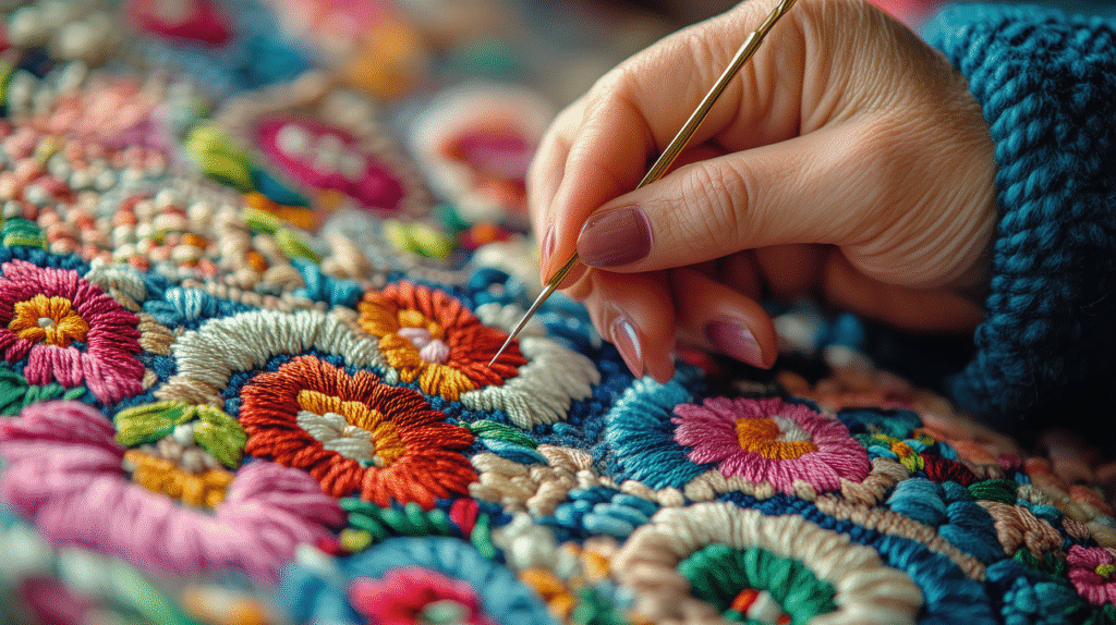 Punch needle rug for mindfulness